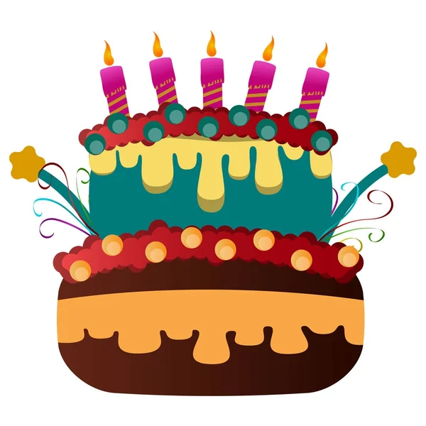 孤立的生日蛋糕 — 图库矢量图片