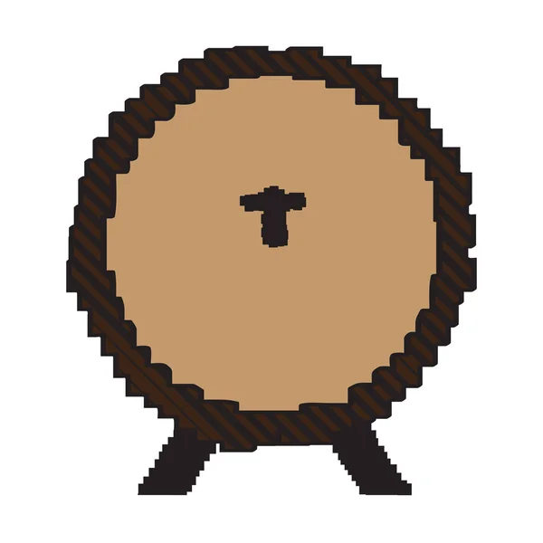 Barril de cerveza de madera pixelada — Vector de stock