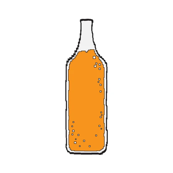 Pixelated beer bottle — Stock Vector