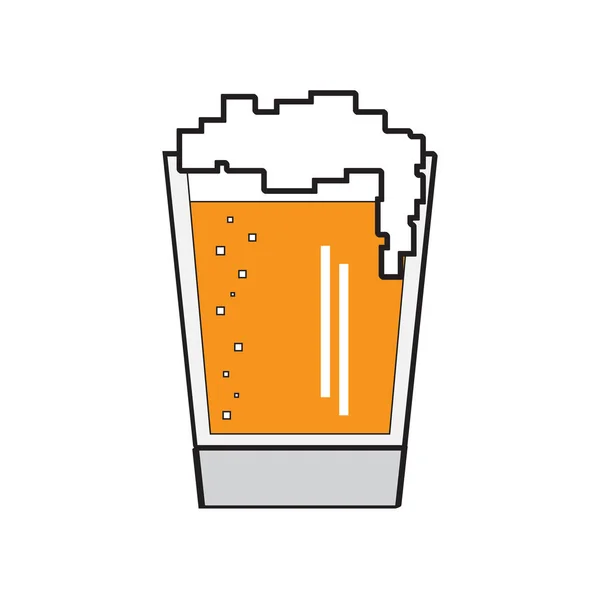 Icono de vidrio de cerveza pixelada — Vector de stock