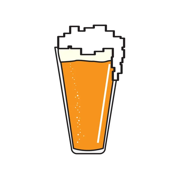 Pixelated icône en verre de bière — Image vectorielle