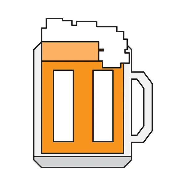 Taza de cerveza pixelada — Vector de stock