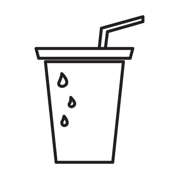 Soda plástico copo contorno — Vetor de Stock