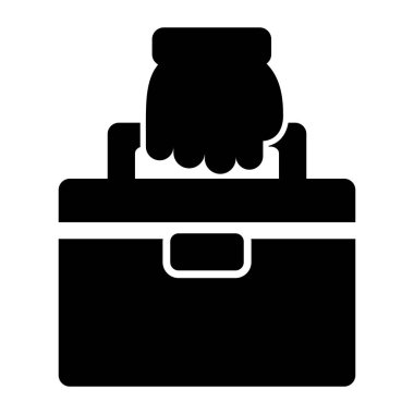 Bir bavul simgesi tutan el