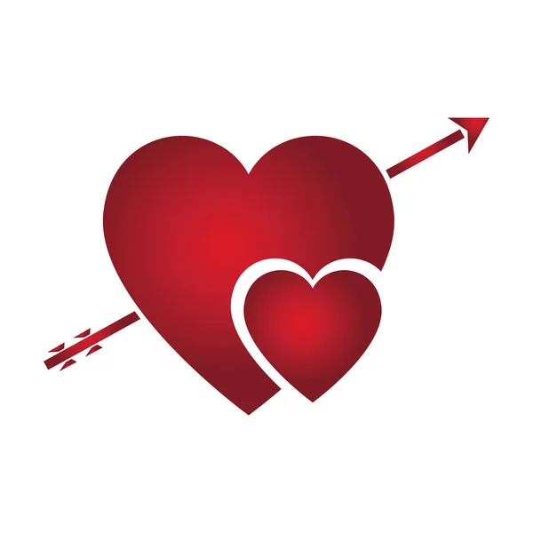Forme de coeur avec une flèche — Image vectorielle