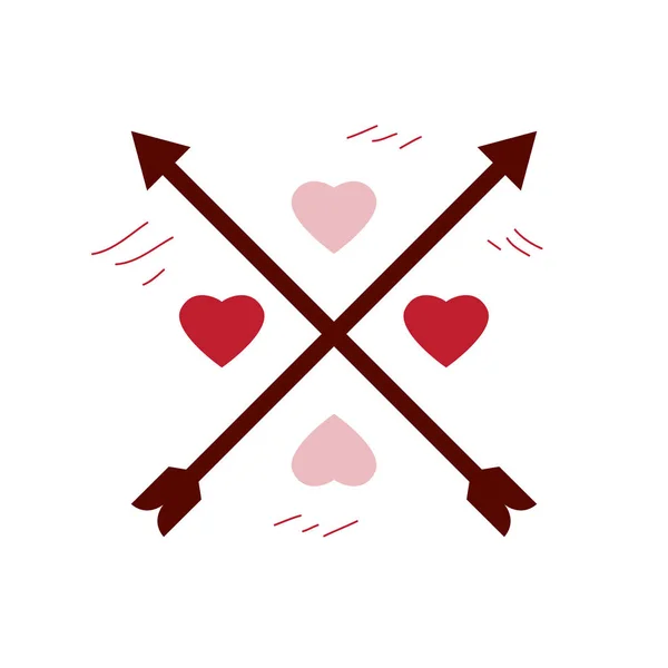 Par de flechas y corazones — Vector de stock