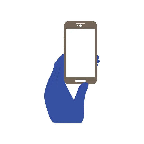 Hand met een mobiele telefoon — Stockvector