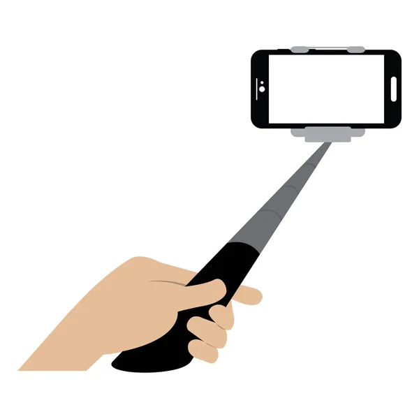 Selfie stick with cellphone — Stock Vector