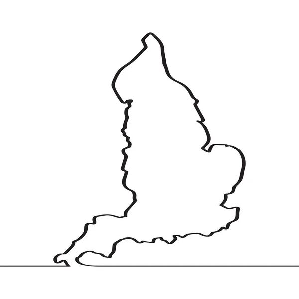 Mapa Anglie. Kontinuální linky — Stockový vektor