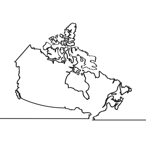 캐나다의 지도입니다. 지속적인 라인 — 스톡 벡터