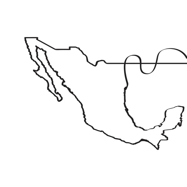 Kaart van Mexico. Ononderbroken lijn — Stockvector