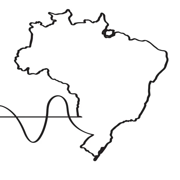 Mapa do Brasil. Linha continental —  Vetores de Stock