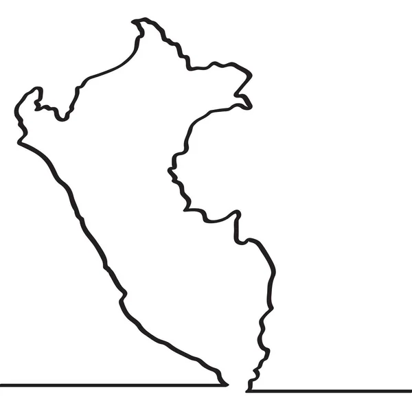 Mappa del Perù. Linea continua — Vettoriale Stock