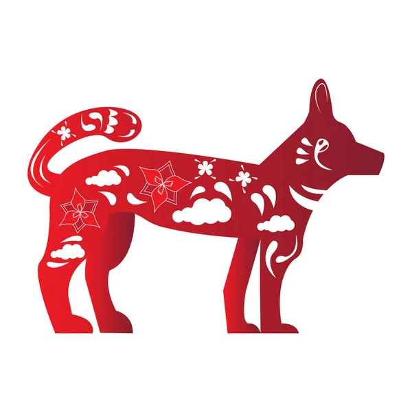Capodanno cinese. Silhouette del cane — Vettoriale Stock