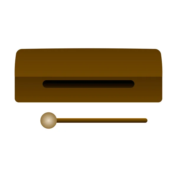 Bloco de madeira isolado. Instrumento musical — Vetor de Stock