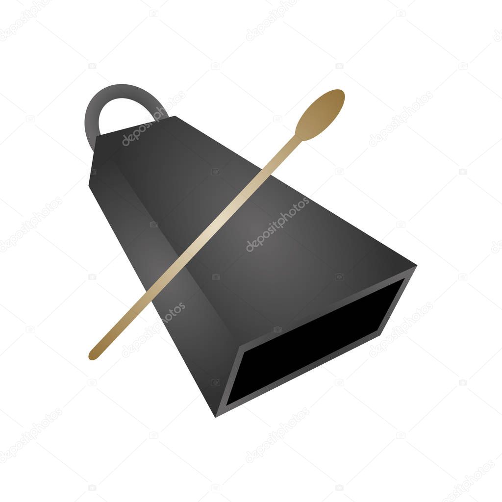 Isolated cowbell. Musical instrument