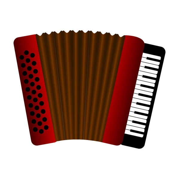 Accordéon isolé. Instrument de musique — Image vectorielle