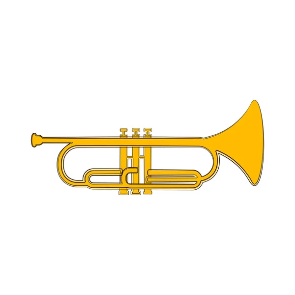 Esbozo aislado de corneta. Instrumento musical — Vector de stock