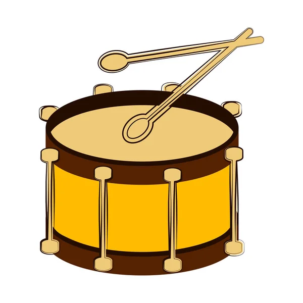 Croquis isolé du tambour. Instrument de musique — Image vectorielle