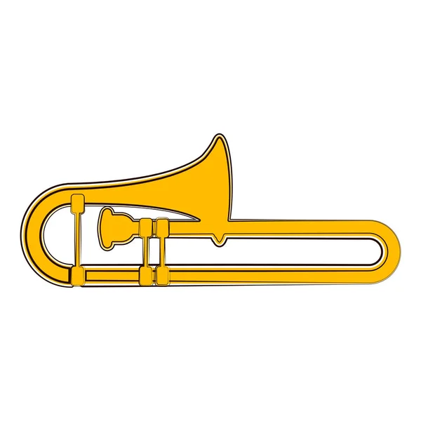 Esbozo de trombón aislado. Instrumento musical — Vector de stock