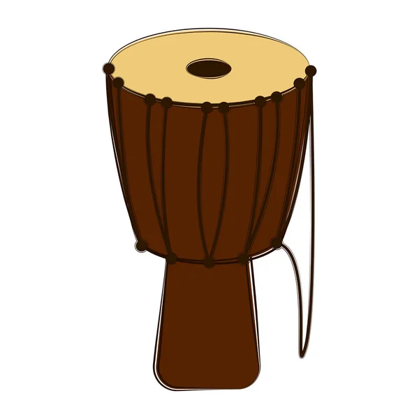 Esbozo aislado de Djembe. Instrumento musical — Vector de stock