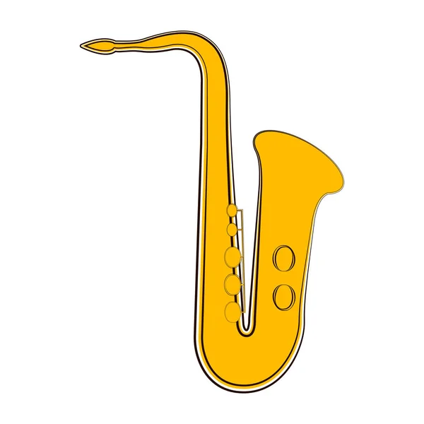 Vereinzelter Saxofon-Sketch. Musikinstrument — Stockvektor