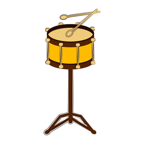 Esboço de tambor isolado. Instrumento musical — Vetor de Stock