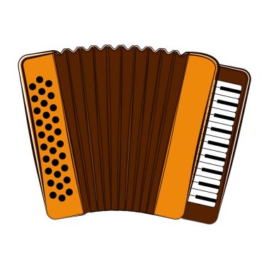 Akordeon kroki izole. Müzik aleti