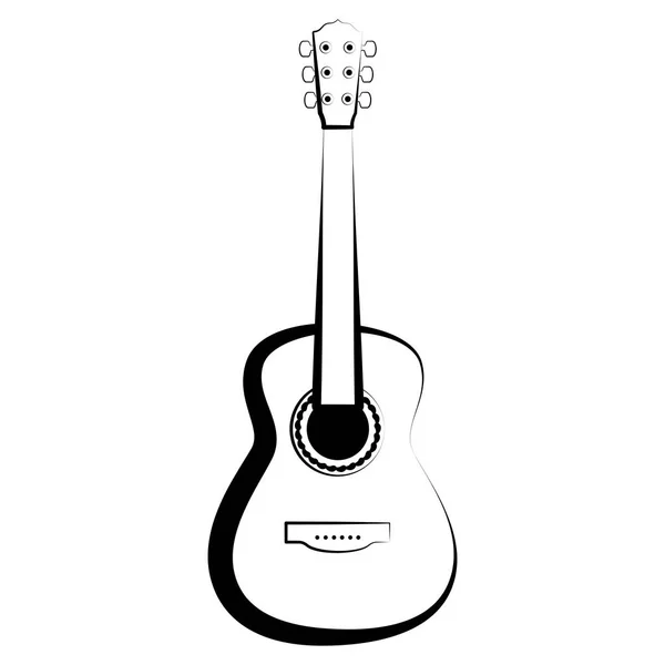 Delineamento isolado da guitarra. Instrumento musical — Vetor de Stock