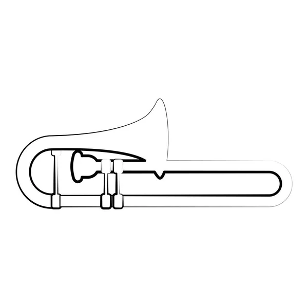 Delineamento isolado do trombone. Instrumento musical — Vetor de Stock