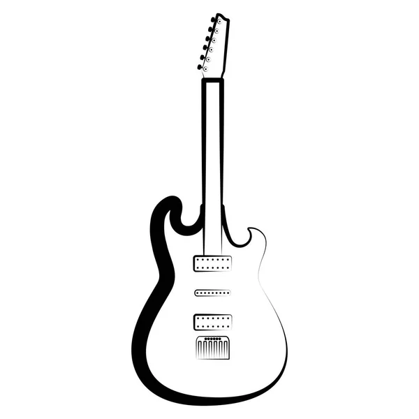 Electric guitar outline. Musical instrument — Stock Vector