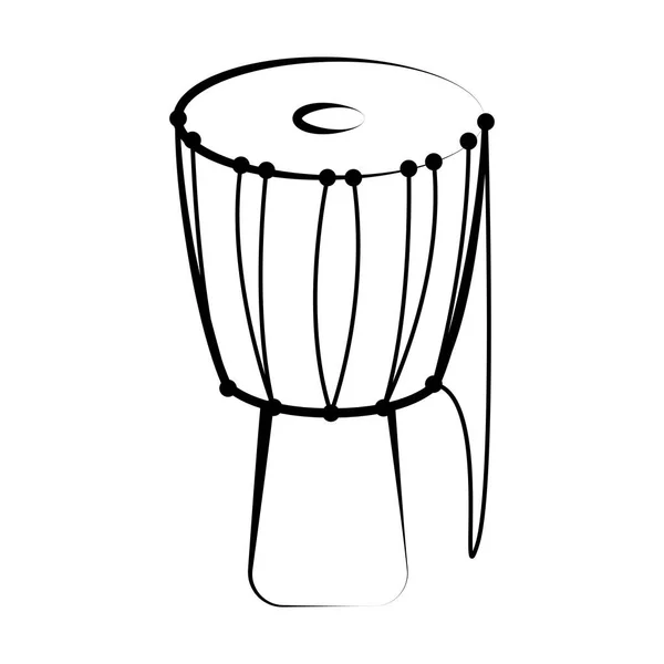 Esquema aislado de Djembe. Instrumento musical — Vector de stock