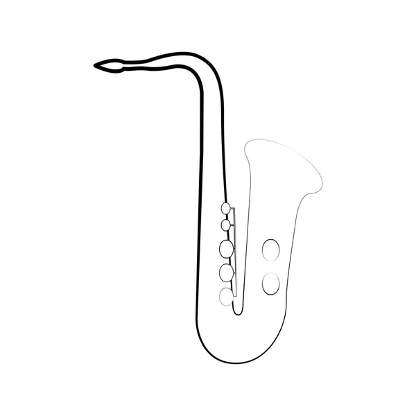 Изолированный контур саксофона. Музыкальный инструмент — стоковый вектор