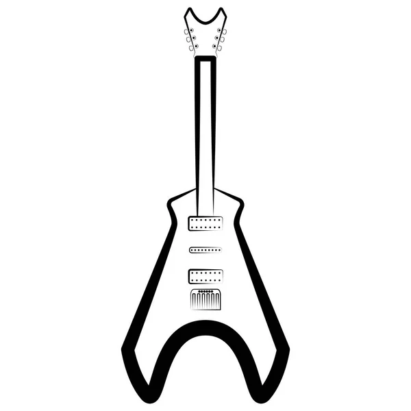 Esquema de guitarra eléctrica. Instrumento musical — Vector de stock