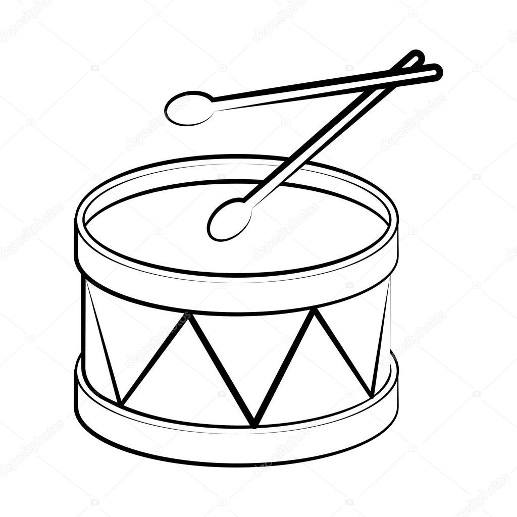 Isolated drum outline. Musical instrument