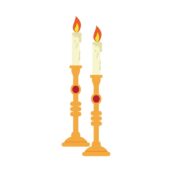 Pair of golden candlesticks — Stock Vector