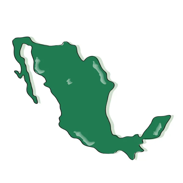 Dibujo cómico de un mapa de México — Vector de stock
