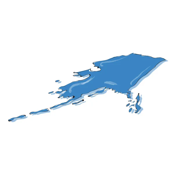 Komisk teckning av en karta över Alaska — Stock vektor