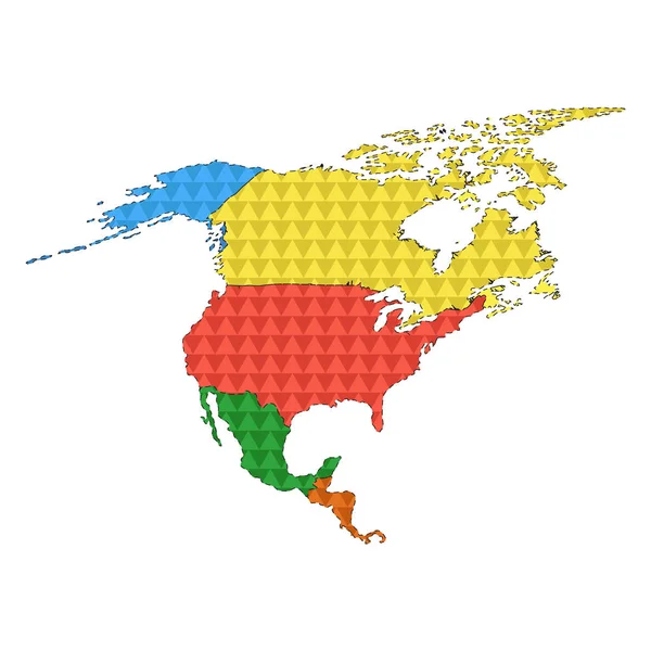 Linea tratteggiata mappa politica del Nord America — Vettoriale Stock
