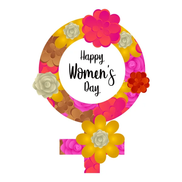 Weibliches Geschlechtssymbol mit Blumen. Glücklicher Frauentag — Stockvektor