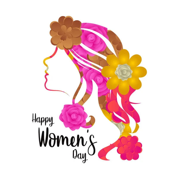 Mädchen Avatar mit Blumen. Glücklicher Frauentag — Stockvektor
