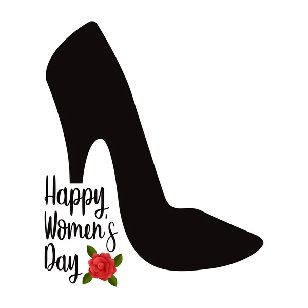 Zapato tacón alto con flores. Feliz día de las mujeres — Vector de stock