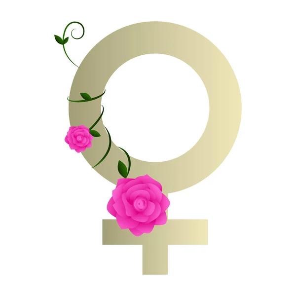 Symbole de genre féminin avec roses — Image vectorielle