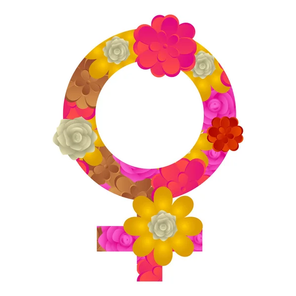 Female gender symbol with roses — Stock Vector