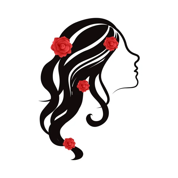 Ομορφιά κορίτσι avatar με τριαντάφυλλα — Διανυσματικό Αρχείο