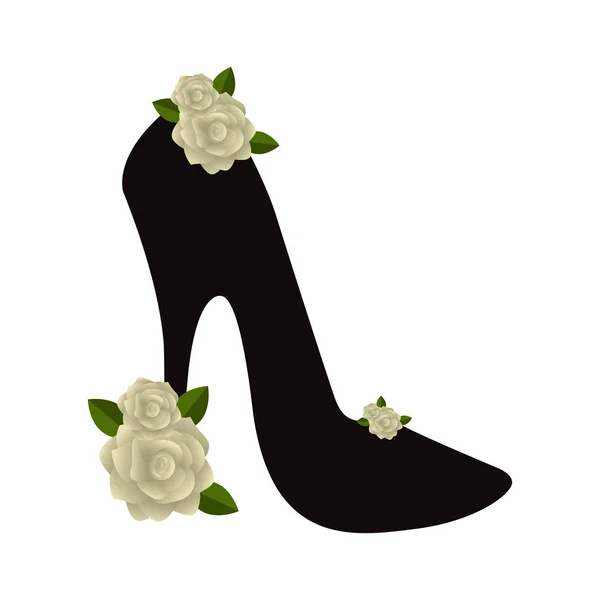 High heel shoe with rose ornaments — Stock Vector