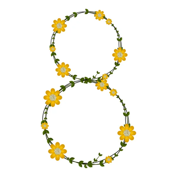 Etiqueta de ornamento floral en forma de ocho — Vector de stock