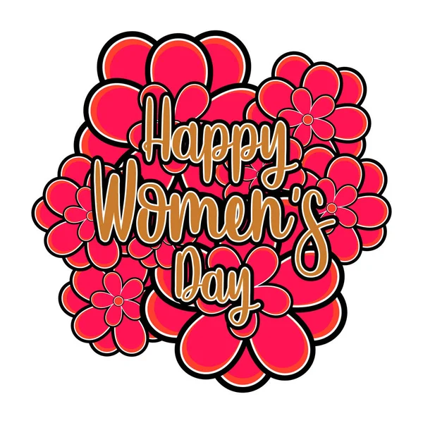 Flowers with text. Happy women day — Stock Vector