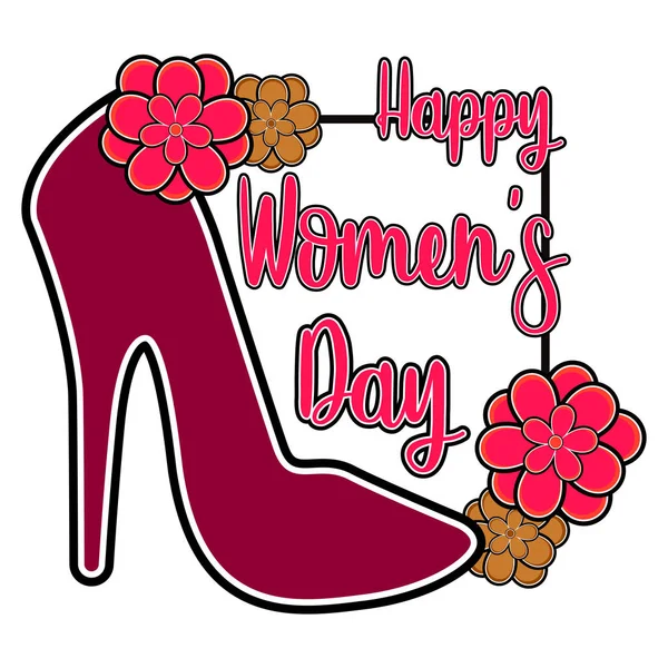 花とかかとの高い靴。幸せな女性の日 — ストックベクタ