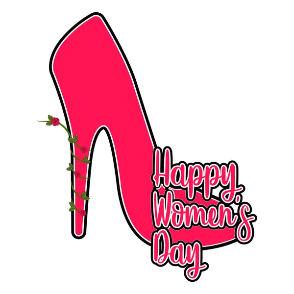 High heel shoe with flowers. Happy women day — Stock Vector